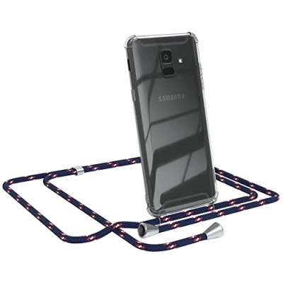 Abbildung von EAZY CASE Handykette kompatibel mit Samsung Galaxy A6 Handyhülle Umhängeband, Handykordel Schutzhülle, Silikonhülle, Hülle Band, Stylische Kette für Smartphone, Navy Camouflage