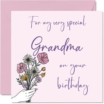 Abbildung von Stuff4 Süße Geburtstagskarten für Oma Geburtstagsblumen Alles Gute zum Geburtstagskarte von Enkelin, besondere Geburtstagsgeschenke, 145 mm x Muttertags Grußkarten