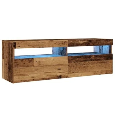 Abbildung von vidaXL TV Schrank, Fernsehtisch mit Stauraum LED Leuchten, Lowboard für Fernseher, Fernsehschrank Wohnzimmer, Altholz Optik Holzwerkstoff