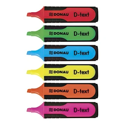 Abbildung von Textmarker DONAU D Text, 1 5mm (Strichstärke), 6 Stück, verschiedene Farben PA