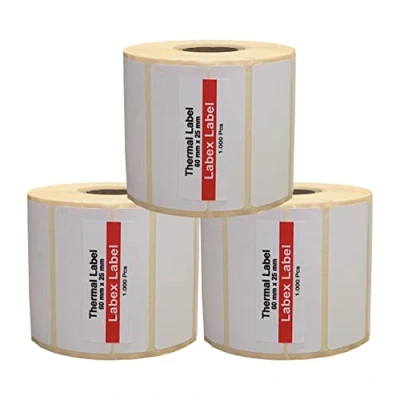 Abbildung von Labex label Thermo Etiketten 60x25 mm Zebra auf rolle; 1.000 stück Thermodirekt 3 Rolle ;3.000 Barcode/Adresse