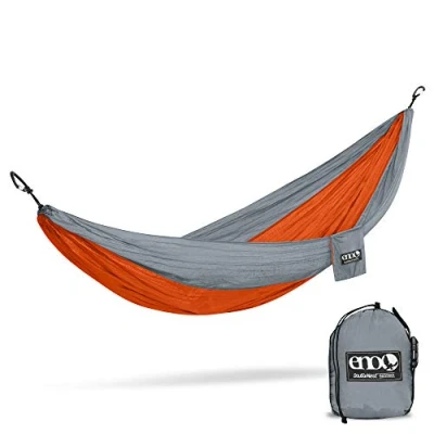Abbildung von Eno Eagles Nest Outfitters DoubleNest Hängematte, tragbare Hängematte für Zwei Personen, Orange/Grau