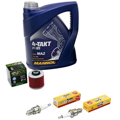 Abbildung von Wartungspaket Öl 4L + Ölfilter Zündkerzen für Yamaha XV 750 XV750 Virago 4FY 4PW Baujahr 1992 1998