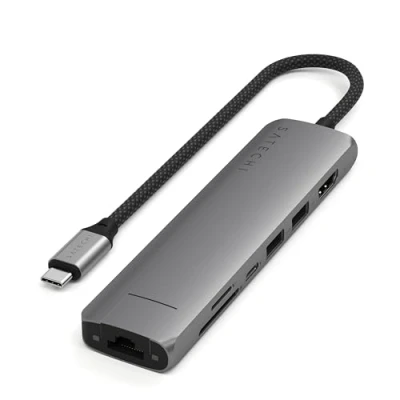 Abbildung von Satechi USB C 7 in 1 Slim Multiport Adapter with Ethernet Grey