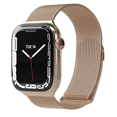Abbildung von EAZY CASE Uhrenarmband Metall Band für iWatch 9 8 7 6 5 4 3 2 1 SE Ultra, Damen Herren Uhrenband Edelstahl Unisex Metallband Rosegold