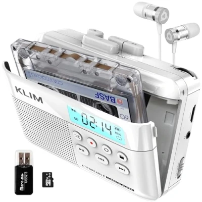 Abbildung von Walkman Kassettenspieler + Kassettenrekorder Cassette Player Kassetten Digitalisieren Tragbarer Mikrofon &amp; Lautsprecher Wiederaufladbarer Akku Ohrhörer 16GB SD Karte
