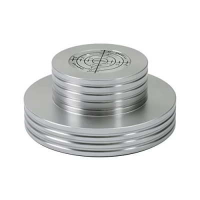 Abbildung von Dynavox Plattenspieler Stabilizer PST300, Auflagegewicht mit Libelle aus Aluminium für Plattenspieler, Gewicht 300 g, Silber
