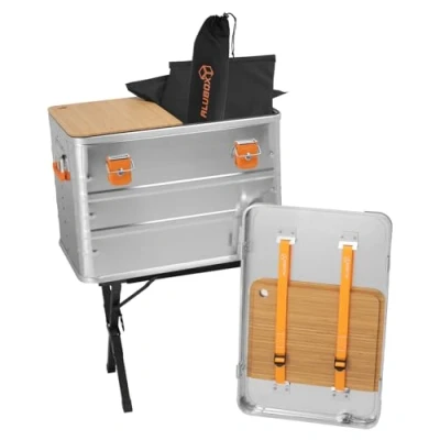 Abbildung von Alubox Campingbox 78 Liter 62 x 41,5 41 cm inkl. Schneidebretter + Klappständer