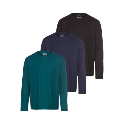 Abbildung von Man&#039;s World Langarmshirt (3er Pack) Langarm, unifarben, aus Baumwolle, im 3er Pack