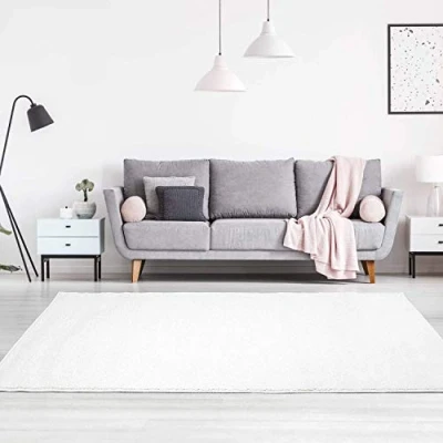 Abbildung von Teppich Läufer Einfarbig Creme 80x150 cm Moderne Flachflor Teppiche Wohnzimmer Jugendzimmer Kinderzimmer