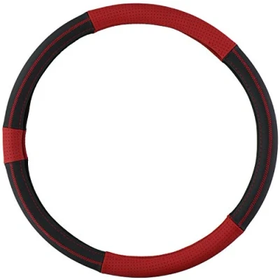 Abbildung von All Ride Lenkradhülle für LKW Lenker Echtleder 44 46 Zentimeter Rot Schwarz