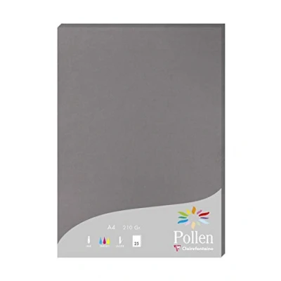 Abbildung von Clairefontaine 24283C Packung mit 25 Karten Pollen 210g, DIN A4, 21 x 29,7cm, Dunkelgrau