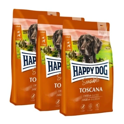 Abbildung von Happy Dog Sensible Toscana M 3X 4 kg Trockenfutter, Geschmacksrichtung Ente &amp; Lachs