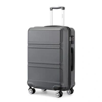 Abbildung von KONO Trolley Koffer Mittelgroß Leicht Hartschalenkoffer Reisekoffer mit 4 Rollen und TSA Schloss, 65x41x26cm, 61Liter, Zwillingsrollen Rollkoffer, ABS Hartschale (Grau, L)