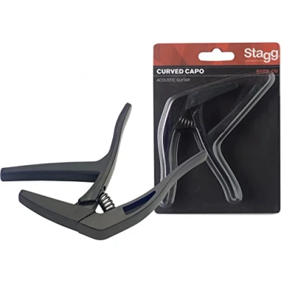 Abbildung von Stagg 19158 Trigger Kapodaster mit Gummiauflagen für Acoustic/E Gitarre schwarz