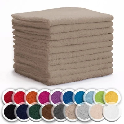 Abbildung von NatureMark 10er Pack Waschlappen 100% Baumwolle Frottier Seiflappen Größe 30 x cm Frottee Seiftücher im Farbe: Sand/Beige