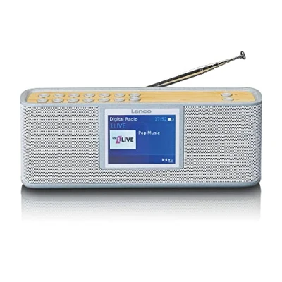 Abbildung von Lenco PDR 046GY tragbares DAB+ Radio mit Bluetooth® PPL FM 5 Speichertasten Radiowecker integrierter Akku grau
