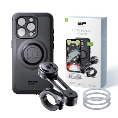 Abbildung von SP CONNECT Moto Bundle II Xtreme SPC+ kompatibel mit iPhone 15 Pro Handyhalter für Motorrad Bike Moped Roller Gadget Halterung Navi