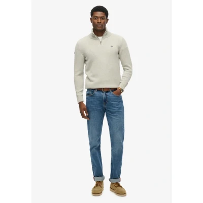 Abbildung von Superdry HALF ZIP Strickpullover, Herren, Größe: XL, Grey marl