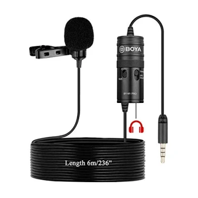 Abbildung von Boya Neues Monitor Lavalier Mikrofon für Canon iPhone Podcast, 19 Fuß Omnidirektionales Kondensatormikrofon Nikon Sony 15 14 13 DSLR Camcorder Audiorecorder YouTube Interview Video