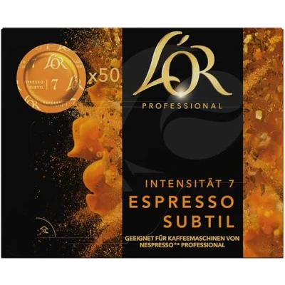 Abbildung von L&#039;OR Suprême Espresso Subtil 7, Kaffeekapseln Nespresso®* Pro kompatibel (50 Kaffeepads), aromatisch, Intensität 7/10