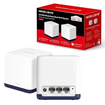 Abbildung von Mercusys AC1900 Whole Home Mesh Wi Fi System, Abdeckung bis zu 350 m², Verbinden Sie über 100 Geräte, volle Gigabit Ports, Dualband WLAN, einfache App Steuerung, Halo H50G (2er Pack)