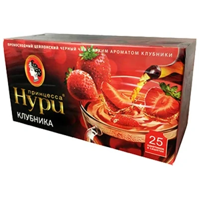 Abbildung von Schwarzer Tee Princess Noori Erdbeere 25 Teebeutel Schwarztee Ceylon tea