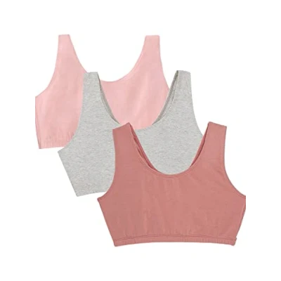 Abbildung von Fruit of the Loom Damen Built Up Tank Style Sport BH, Blickdicht, Heather Grey/Dusk/Blushing Rose, 95 (3er Pack)