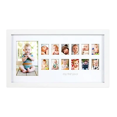 Abbildung von Pearhead 81013 Time Frame Deluxe, Bilderrahmen für die ersten 12 Monate, weiß