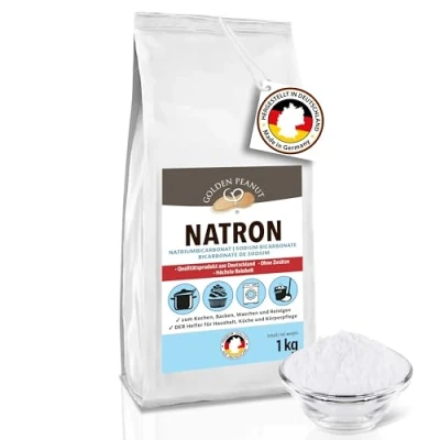 Abbildung von GOLDEN PEANUT Natron Pulver 1 kg Natriumhydrogencarbonat, Backsoda, Backpulver, Wasch Soda, Lebensmittelqualität aus Deutschland, Nachfüllpack