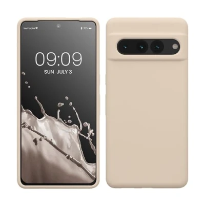 Abbildung von kwmobile Hülle kompatibel mit Google Pixel 7 Pro Silikon Handy Case Handyhülle weiche Oberfläche kabelloses Laden Creme
