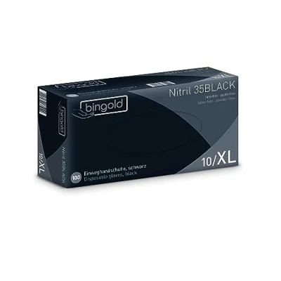 Abbildung von BINGOLD Nitril Handschuhe 35BLACK Einmalhandschuhe, schwarz, XL
