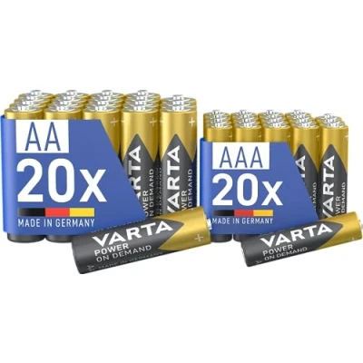 Abbildung von VARTA Batterien Mischpack 40 Stück, AA 20 Stück + AAA Power on Demand, Alkaline, Vorratspack in umweltschonender Verpackung, leistungsstark, Made Germany [Exklusiv bei Amazon]