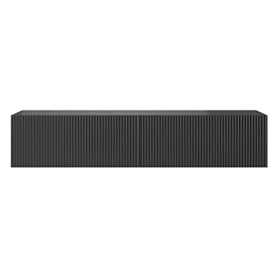 Abbildung von Selsey TV Schrank Board Sideboard Fernsehtisch Fernsehschrank 140 cm Hängend Gefräste Front Schwarz Veldio