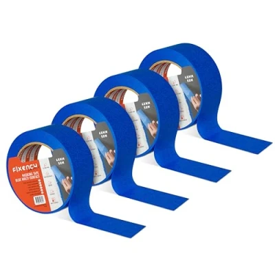 Abbildung von Fixency 4x Malerkrepp (48 mm x 50 m) I Kreppband Blau für Malerarbeiten und Renovierungen Abklebeband zum Streichen, Lackieren, Renovieren