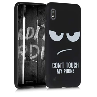 Abbildung von kwmobile Hülle kompatibel mit Samsung Galaxy A10 Handyhülle Silikon Case Don&#039;t Touch My Phone Weiß Schwarz