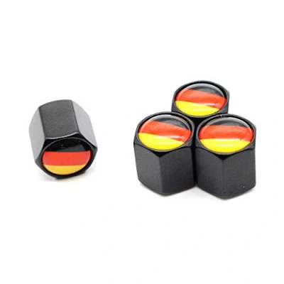 Abbildung von Deutsche Flagge Stil Reifen Ventil Staubkappen Staubdicht Kappe Ventilschaftkappen für Autos, 4 Teile/Satz (Schwarz)