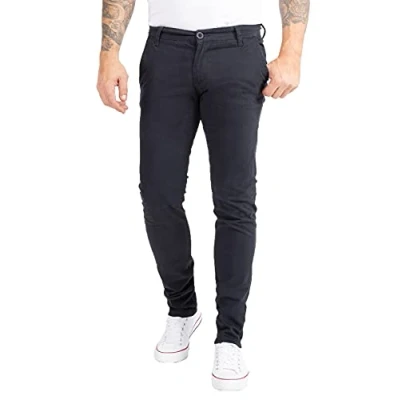 Abbildung von Indumentum Herren Chino Hose Slim Fit Chinohose Herrenhose Baumwolle Designer Chinos Business Stretch Männer IS 305 Dunkelblau W30 L32