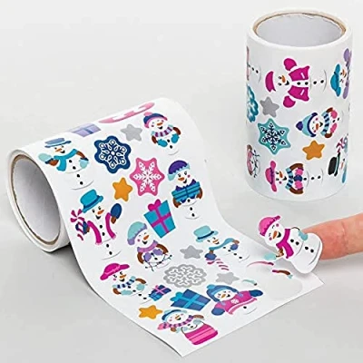 Abbildung von Baker Ross FE944 Schneemann Aufkleber auf der Rolle im Vorteilspack, 800 Stück, Kinder Aufkleber, ideal für Kinder, Kunst und Bastelprojekte, Karten Scrapbooking