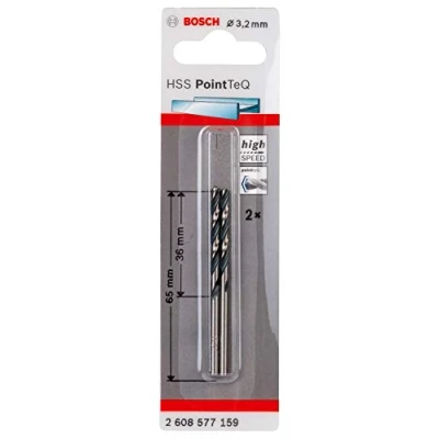 Abbildung von Bosch HSS Spiralbohrer PointTeQ 3,2mm DIN 338 2er Pack (2608577159)