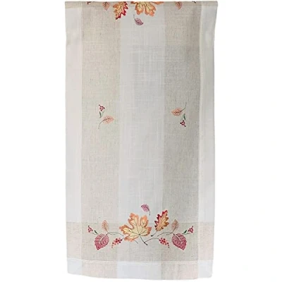 Abbildung von matches21 Tischläufer Melina Blätter Herbst Stick Heimtextilien Mitteldecke bunt Poly Leinen 1 STK 40x90 cm