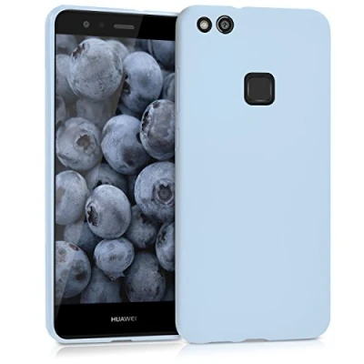 Abbildung von kwmobile Hülle kompatibel mit Huawei P10 Lite weiches TPU Silikon Case Cover geeignet für kabelloses Laden Hellblau matt