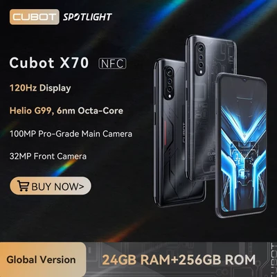 Abbildung von CUBOT X70 6,58 Zoll FHD+ Smartphone, 12 GB und 256 GB, 100 MP Dreifachkamera, 5200 mAh Akku, Android 13, Octacore Prozessor, Color Tech Black