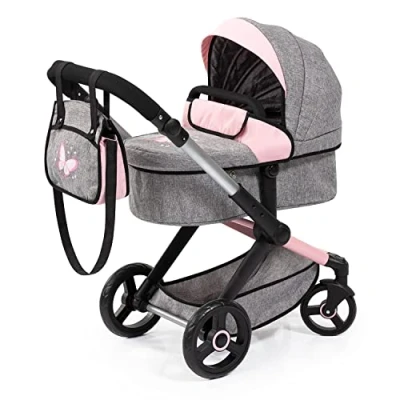Abbildung von Bayer Kombi Puppenwagen Xeo, grau/rosa Schmetterling