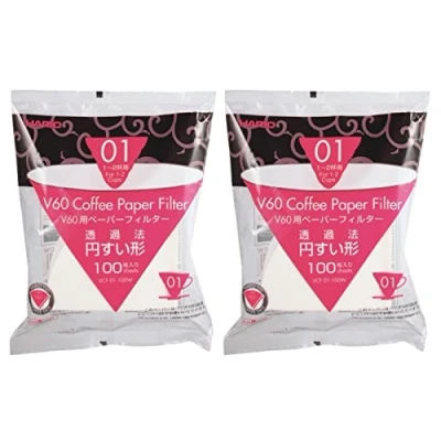 Abbildung von Hario VCF 01 100W V60 Papierfilter für Kaffee Dripper, weiß x 2Pack (Gesamt 200 Stück) Wert Set