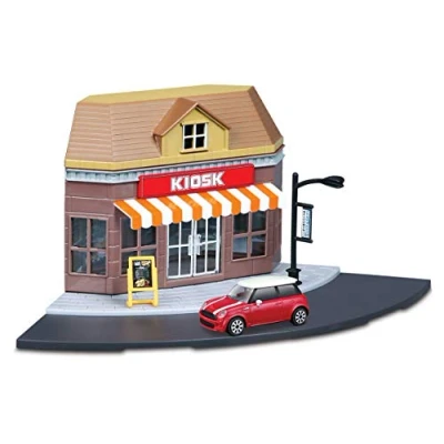 Abbildung von Bburago City Kiosk Set: Spielzeuggebäude, inklusive Zubehör und 1 Spielzeugauto (18 31506)