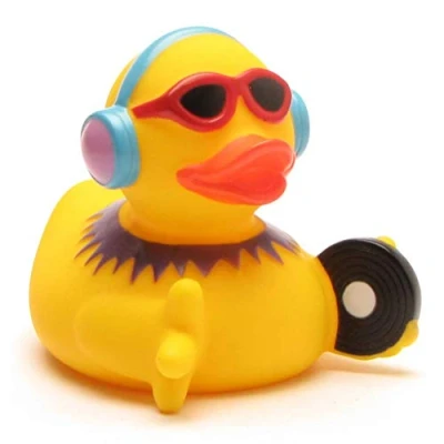 Abbildung von Duckshop I Badeente Quietscheente Ente Diskjockey DJ L: 7,5 cm inkl. Badeenten Schlüsselanhänger im Set