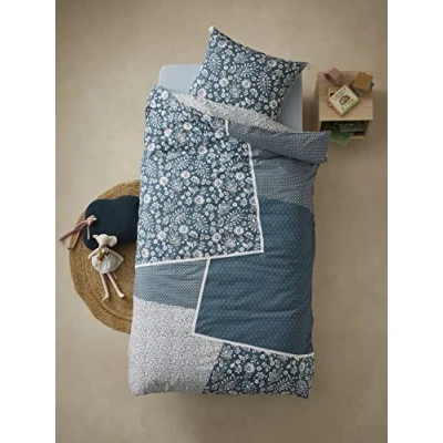 Abbildung von Vertbaudet Kinder Bettwäsche Set „Boho“ Marine/wollweiß 140X200 63X63