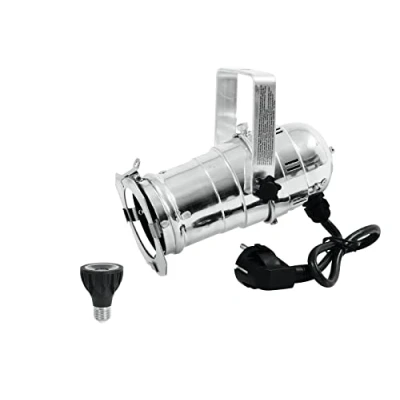 Abbildung von EUROLITE Set PAR 20 Spot sil + 230V COB 6W E 27 LED 1800 3000K dim2warm Gehäuse mit Sockel inklusive Lampe modernder Dim to Warm Funktion