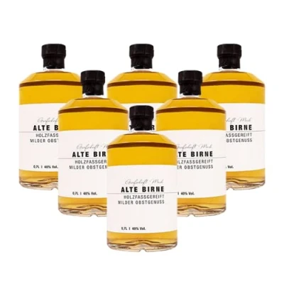 Abbildung von Grafschaft Mark Alte Birne Schnaps 6 x 0,7 L 40% vol. Alkohol milder, holzfassgelagerter Obstbrand aus Deutschland fein fruchtiges Aroma von Birnen hochwertige Spirituose